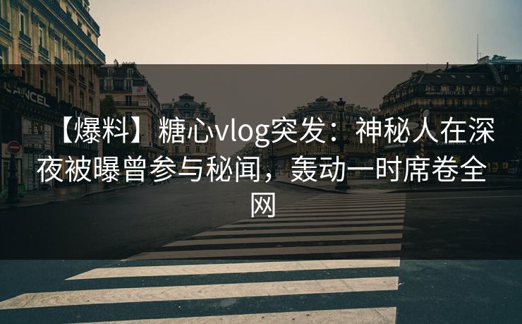 【爆料】糖心vlog突发：神秘人在深夜被曝曾参与秘闻，轰动一时席卷全网