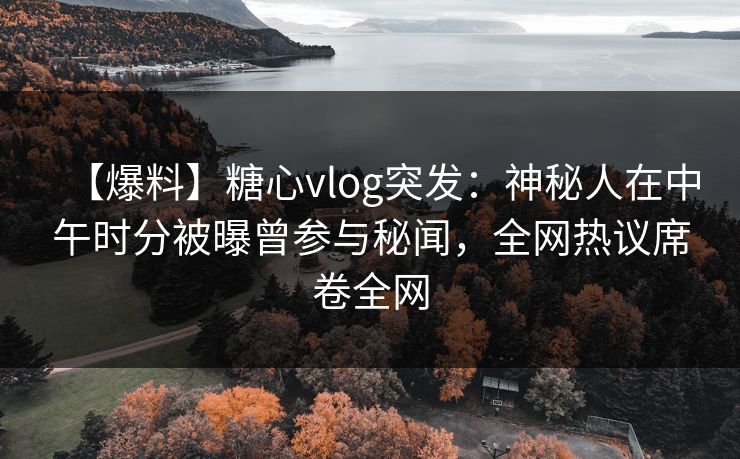 【爆料】糖心vlog突发：神秘人在中午时分被曝曾参与秘闻，全网热议席卷全网