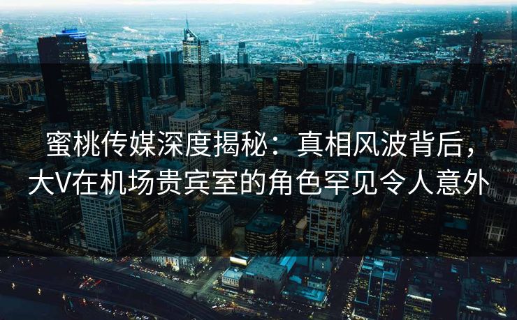 蜜桃传媒深度揭秘：真相风波背后，大V在机场贵宾室的角色罕见令人意外