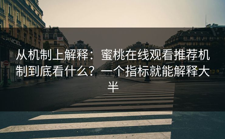 从机制上解释:蜜桃在线观看推荐机制到底看什么?一个指标就能解释大半 从机制上解释:蜜桃在线观看推荐机制到底看什么?一个指标就能解释大半